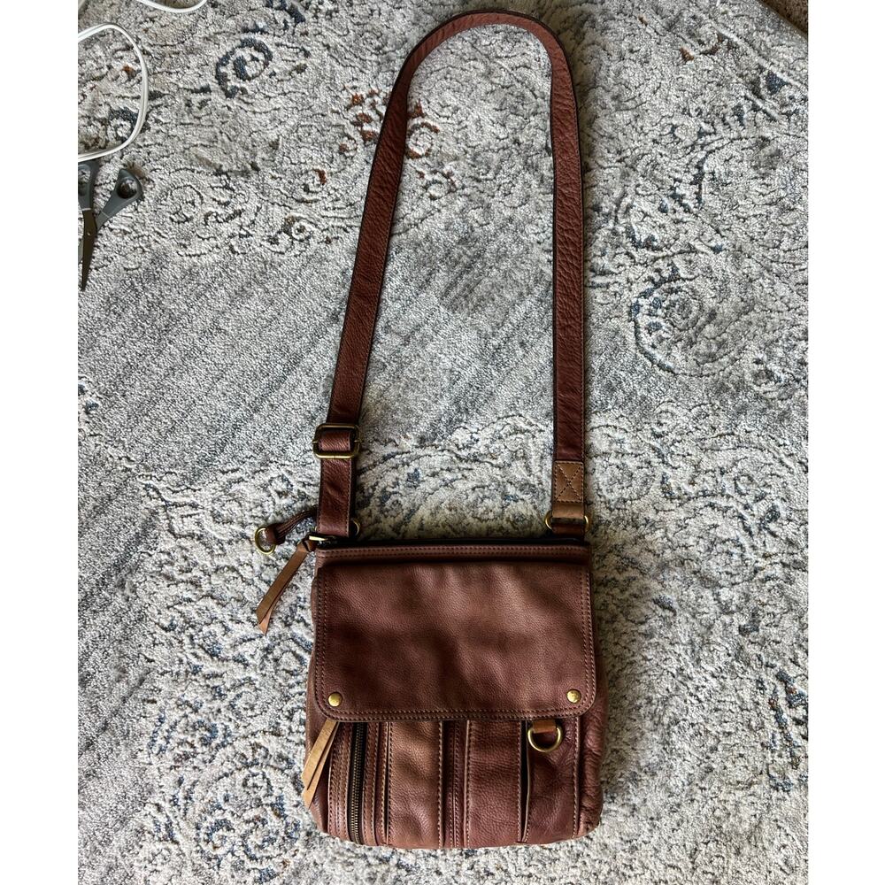 Fossil Morgan Traveler Crossbody Brown Distressed Leather Saddle Bag - Picture 11 of 16